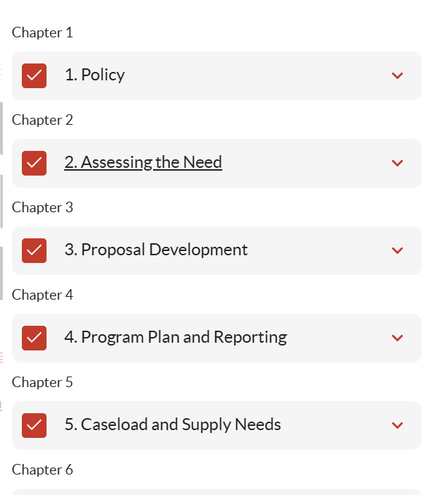 Chapter list from the Save the Children IYCF-E Toolkit