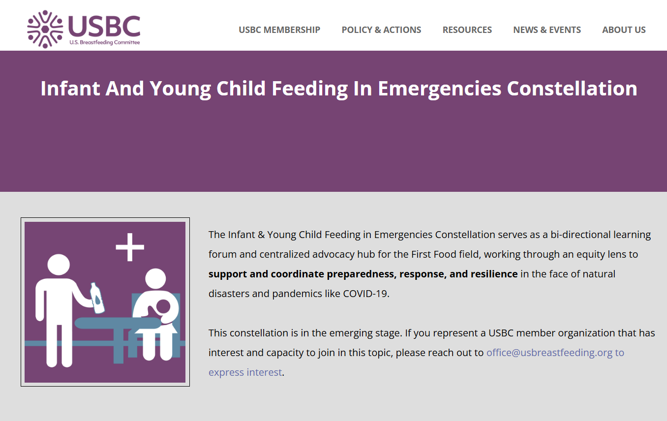 United States Breastfeeding Committee IYCF-E Constellation page