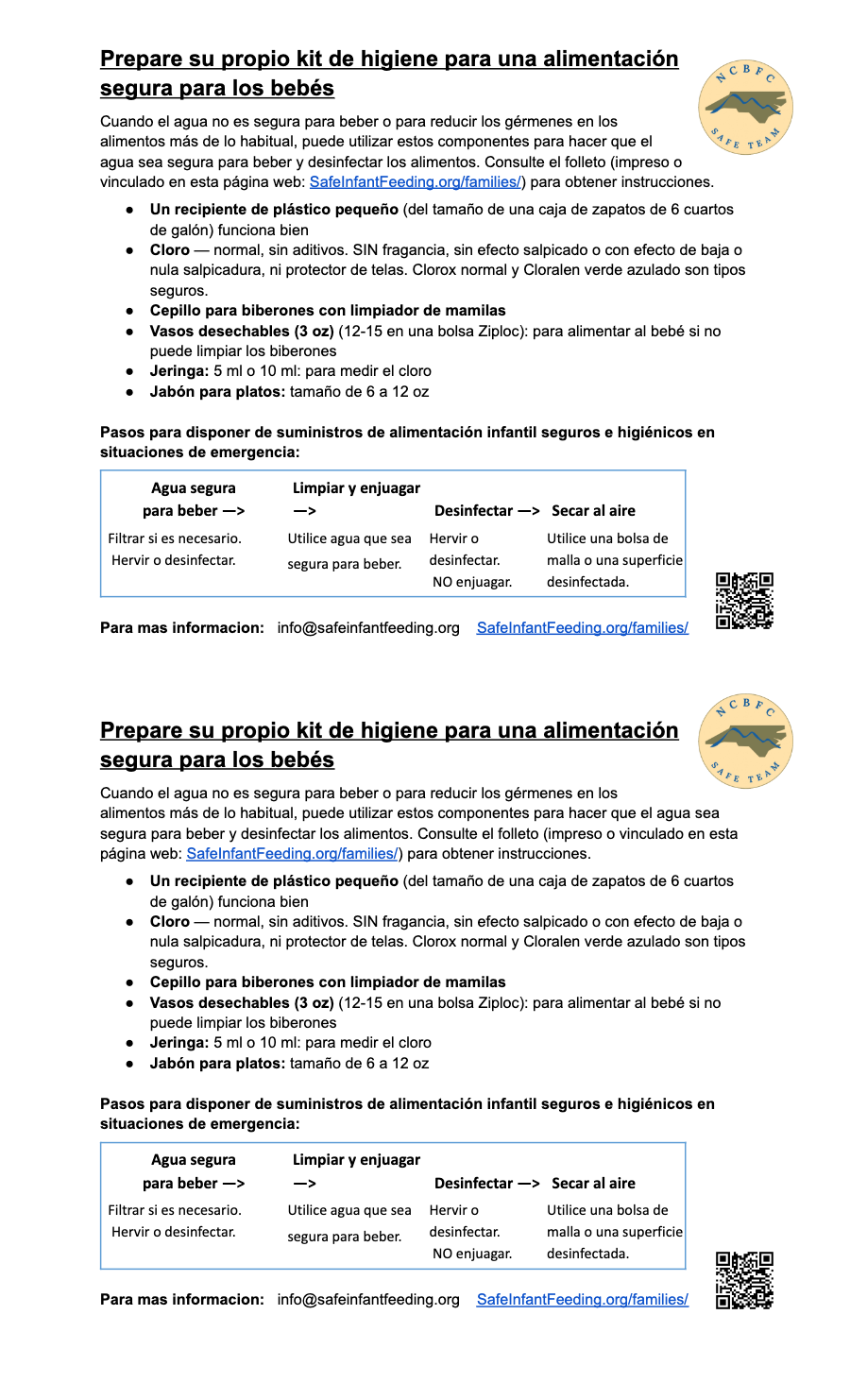 First page of DIY Sanitation Kit Components SPAN