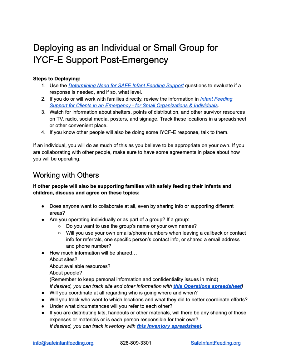 First page of Deploying as an Individual or Small Group
