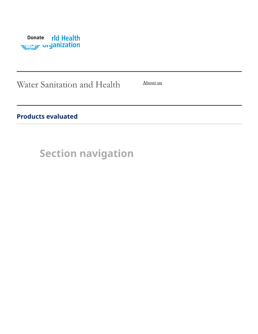 First page of the WHO water treatment solutions handout