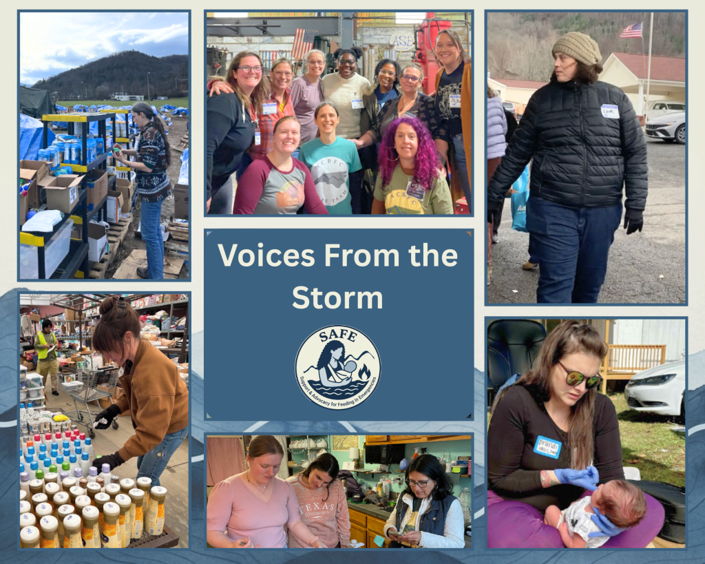 Collage of SAFE Team volunteers and families from the Voices from the Storm series