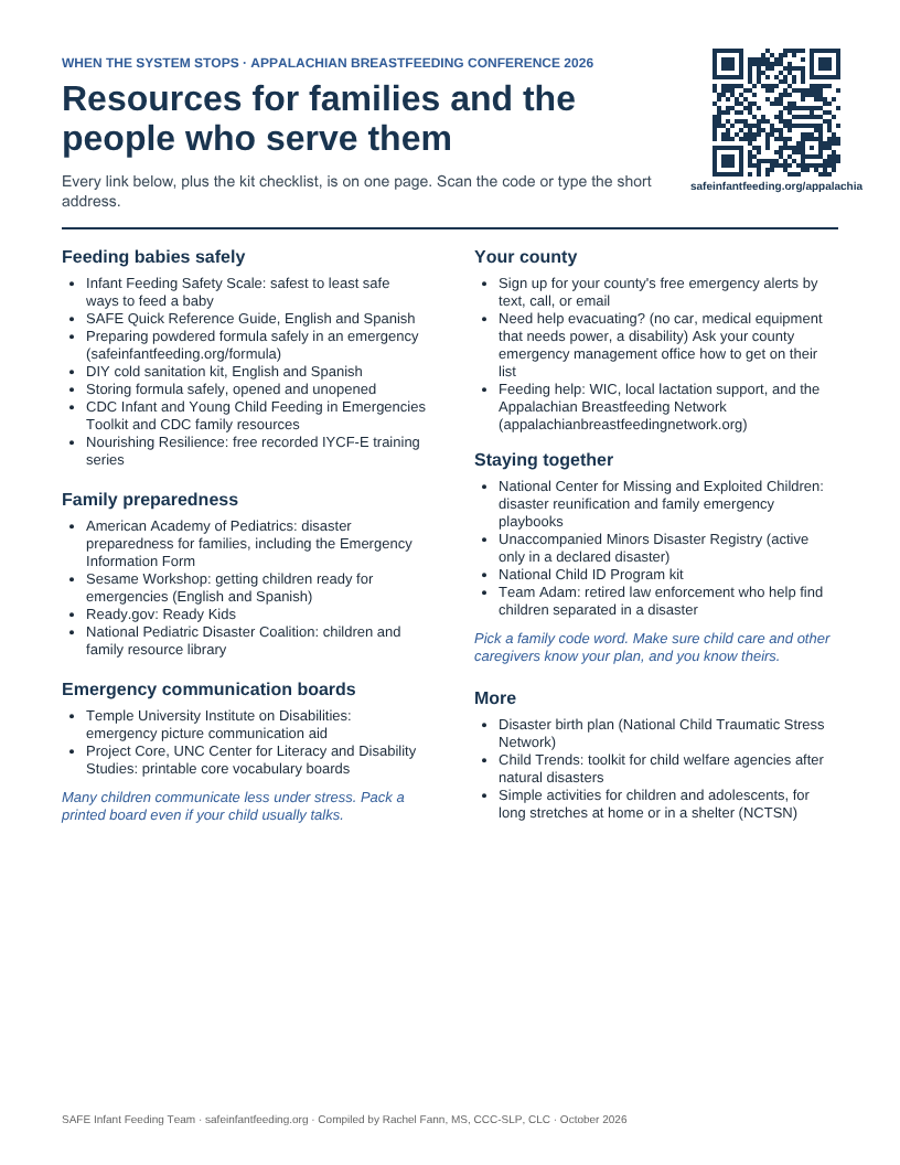 Preview of the printable resource list handout
